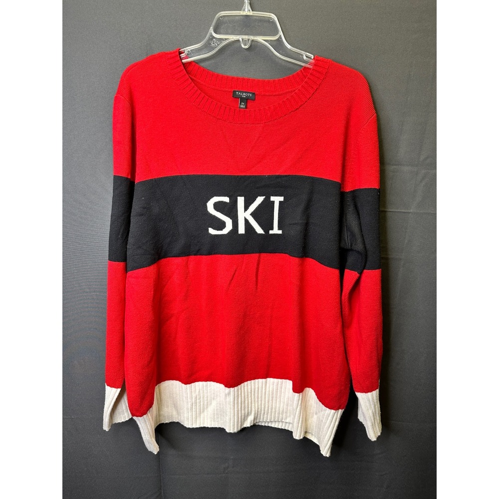 Talbots Ski Sweater Pullover Color Block‎ Knit Long Sleeve Top Plus Size 2X